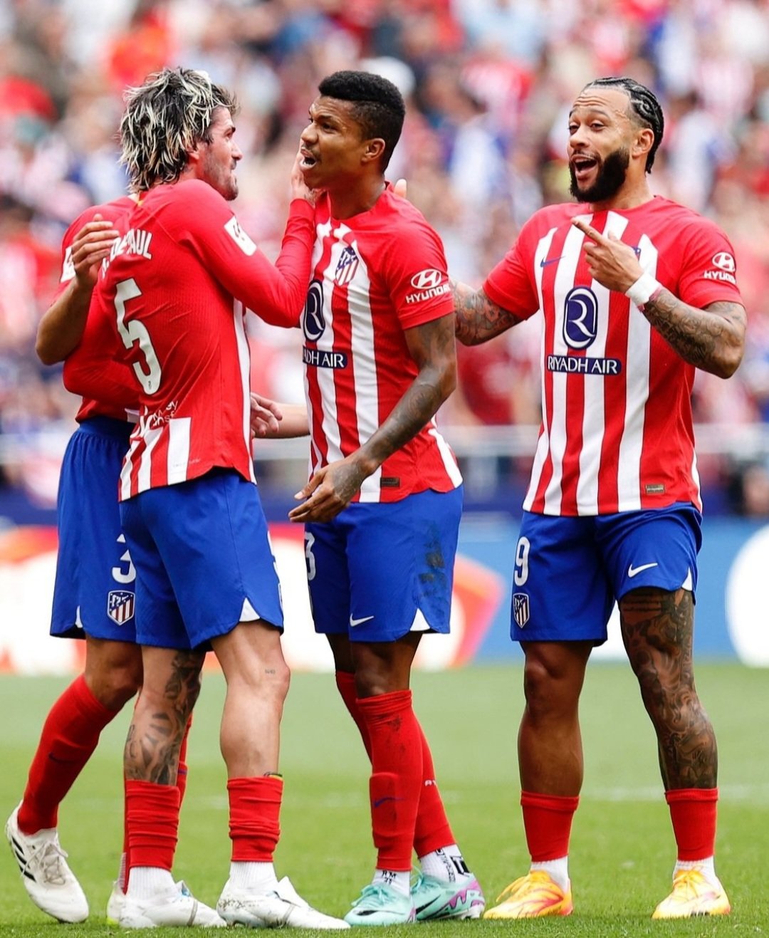 Jugadores del Atlético celebrando el gol. Fuente Atlético de Madrid 
