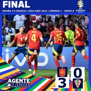 España 3-0 Croacia. Fuente: Agente Libre Digital.