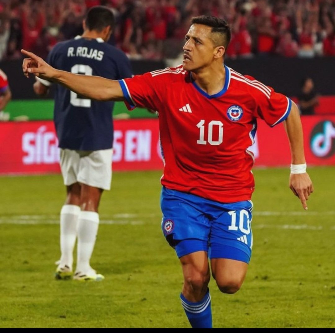 Alexis Sánchez celebrando un gol. Selección Chilena