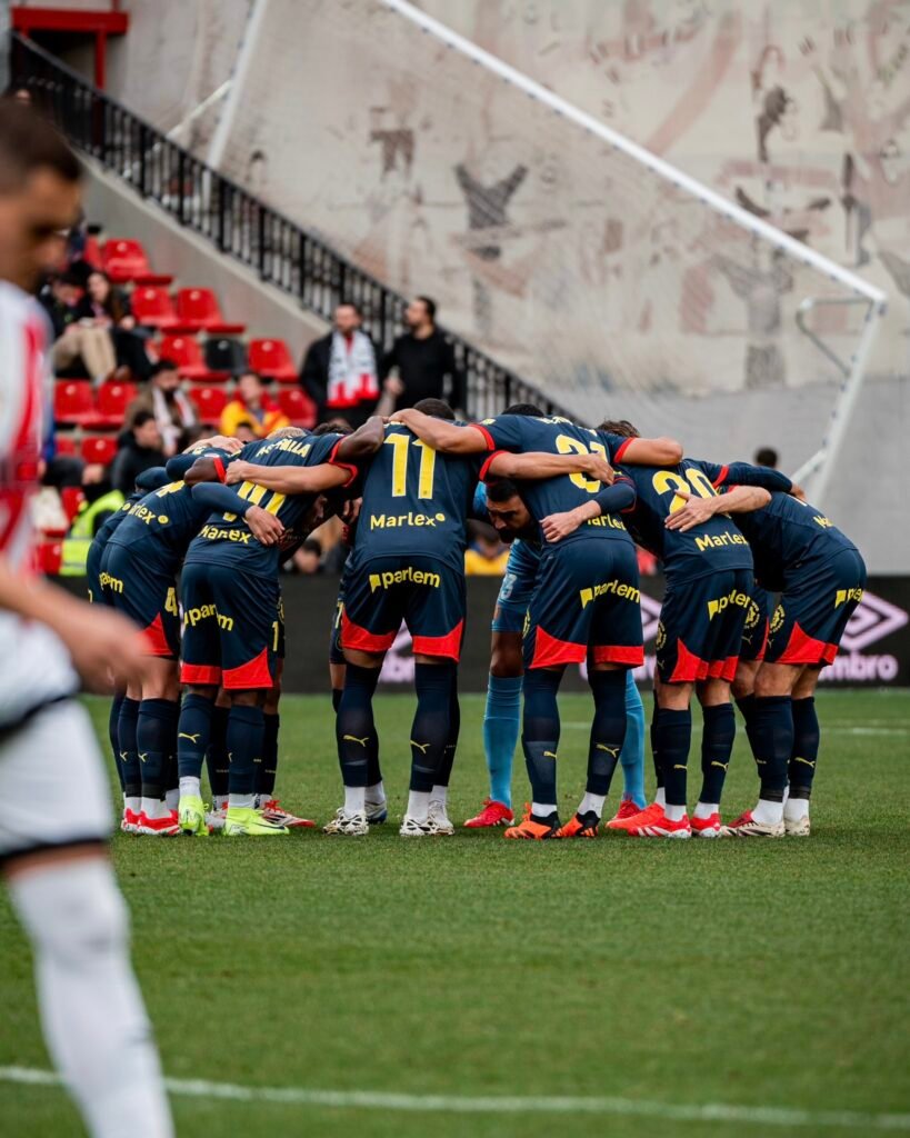 Jugadores del Girona en el encuentro ante el Rayo. 