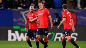 Jugadores Osasuna celebrando un gol.